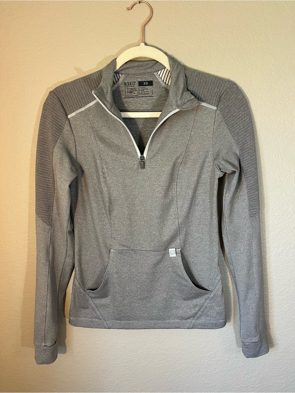 5.11 Tactical Quarter Zip Pullover XS Gray Performance Athletic Jacket Pocket